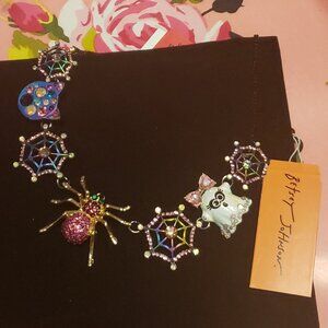 Betsey Johnson Halloween Spider and Ghost necklace NWT